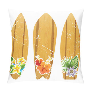 Personality  Wooden Surfboards With Floral Prints Pillow Covers