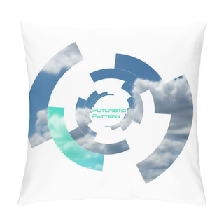 Personality  Circular Pattern, Circle Elements Forming Geometric Frame For Photo With Colorful Green Color Gradient Banner. Futuristic Design Vector Illustration Pillow Covers