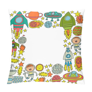 Personality  Vector Pattern With Space Icons, Planets, Spaceships, Stars, Comets, Rockets, Space Shuttle, Flying Saucers. Pillow Covers