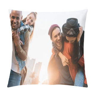 Personality  Happy Couples Piggybacking Together Pillow Covers