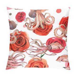 Personality  Watercolor Squid, Octopus Pillow Covers