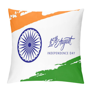 Personality  Indian Independence Day Greeting Card With Ashoka Wheel And Brush Strokes In National Flag Colors.  Pillow Covers