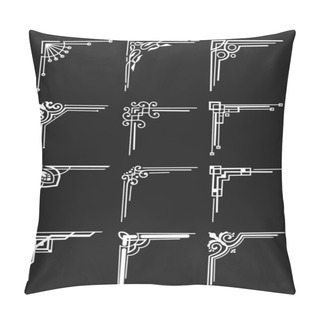 Personality  Art Deco Ornamental Corners, Floral Divider And Vector Borders Elements. Frame Decorations With Line Ornaments, Flowers And Petals. Invitations And Greeting Cards Flourish, Geometric Decor Pillow Covers