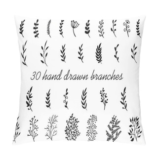 Personality  Hand Drawn Branches With Leaves Isolated On White Background. Decorative Floral Elements For Your Design. Vintage Vector Pillow Covers