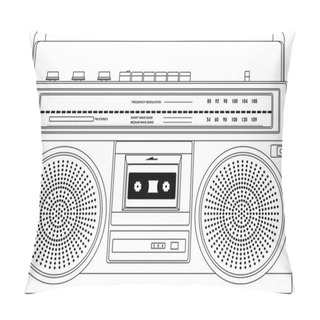 Personality  Vintage Cassette Recorder, Ghetto Blaster Or Boombox. Vector Pillow Covers