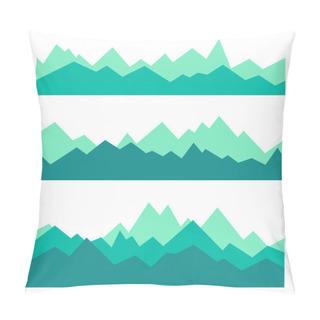 Personality  Mountains In Geometric Style. Set Of Seamless Horizontal Landscapes. Pillow Covers