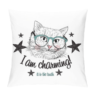 Personality Cute Cat In Glasses Pillow Covers