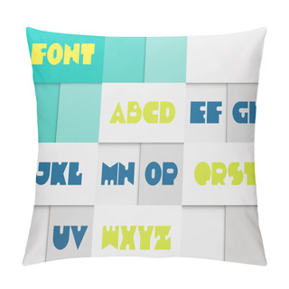 Personality  Set Of Stylized, Alphabet Letters Isolated On Abstract Background. Vector Contemporary, Bold Font Type. Retro Character Design. Distinct Logotype Typesetting Collection. Material Design Poster Pillow Covers