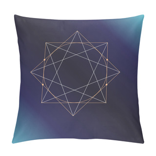 Personality  Sacred Geometry Symbol. Alchemy, Religion, Philosophy, Astrology And Spirituality Themes. Vector Illustration On Dark Blue Background For Posters, Websites, Engraving And Much More. Pillow Covers