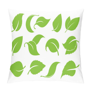Personality  Leaves Icon Vector Set Isolated On White Background. Various Shapes Of Green Leaves Of Trees And Plants. Elements For Eco And Bio Logos. Set Of Green Leaves Design Elements. Pillow Covers