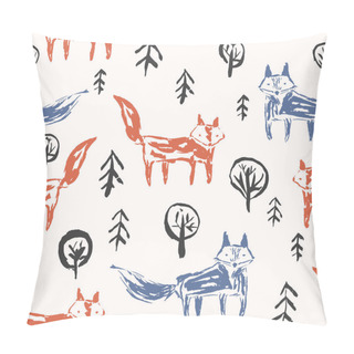 Personality  Childish Pattern With Orange Foxes In Forest Pillow Covers