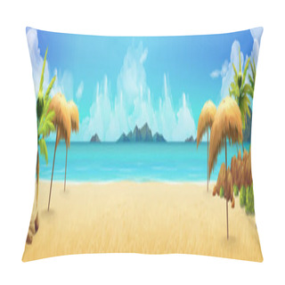 Personality  Sea Panorama, Tropical Beach. Vector Background Pillow Covers