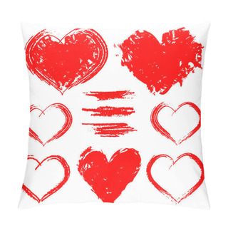 Personality  Vector Set Of Hand Drawn Hearts Isolated On White Background Pillow Covers
