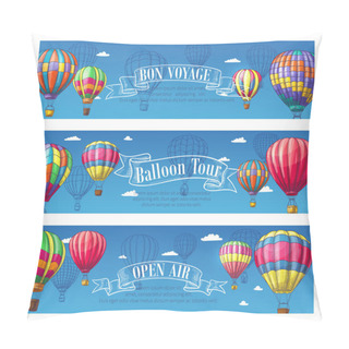 Personality  Vector Banners For Hot Air Balloon Travel Voyage Pillow Covers