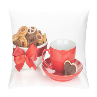 Personality  Red Coffee Cup And Cookies Pillow Covers