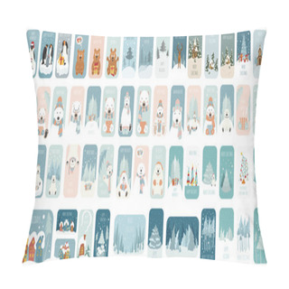 Personality  Cute Winter Holiday Sticker Icon Set. Elements For Christmas Gre Pillow Covers