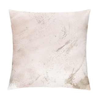 Personality  Silver Metallic Texture Minimalistic Beige Background, Acrylic Ink Splash Pillow Covers