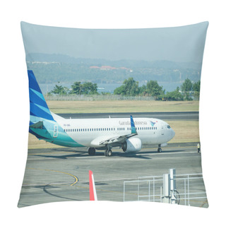 Personality  Plane By Garuda Indonesia Airlines Is Taxiing To The Runway. Pillow Covers