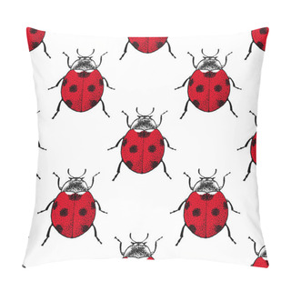 Personality  Red Ladybugs Vintage Seamless Pattern Pillow Covers