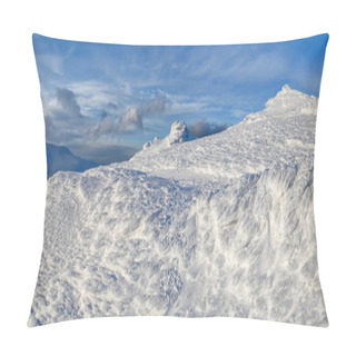 Personality  High Mountains And Blue Sky. Mysterious Fantastic Rocks Frozen With Ice And Snow Of Strange Fairytales Forms And Structures. Cryptic Landscape. Carpathian National Park, Chornohirskiy Ridge. Pillow Covers