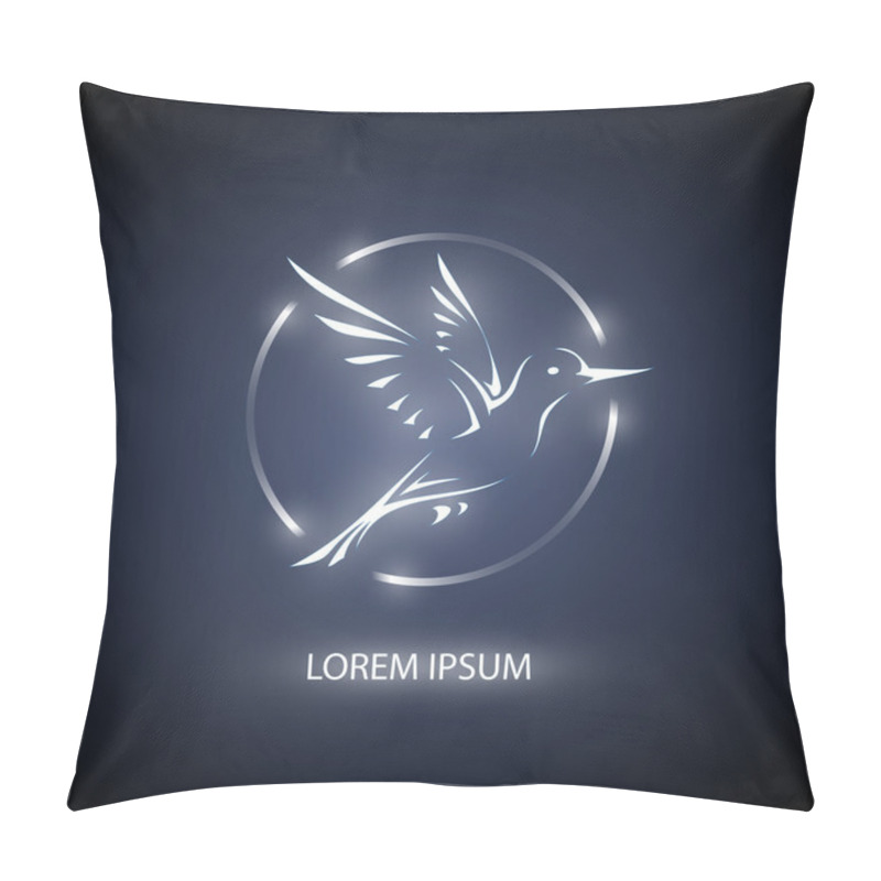 Personality  Colibri Symbol On Blue Background For Mascot Or Emblem Design Pillow Covers