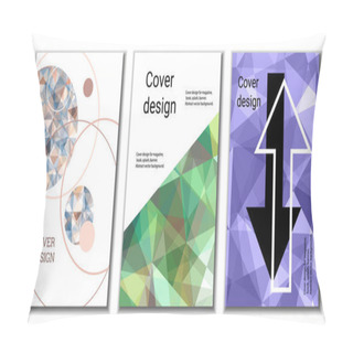 Personality  Cover Design. Set Of 3 Covers. Unusual Bright Gradient Abstract Background For Magazine, Book, Splash, Banner, Vector. Pillow Covers