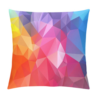 Personality  Vector Abstract Irregular Polygon Background - Triangle Low Poly Pattern - Neon Full Spectrum Multi Color Rainbow  Pillow Covers