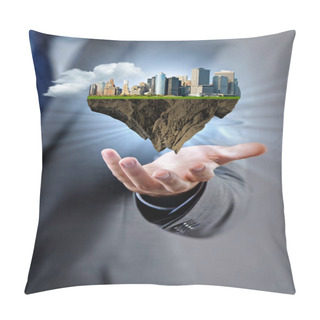 Personality  Architect Holding Plan Of Futuristic City Pillow Covers