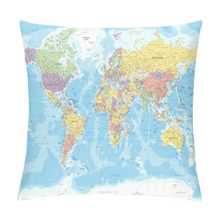 Personality  World Map Vintage Political - Vector Illustration Pillow Covers