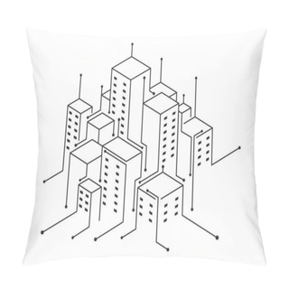 Personality  Digital Technology Smart City With Connecting Dots And Lines. Building Automation Concept, Smart Cities. Pillow Covers