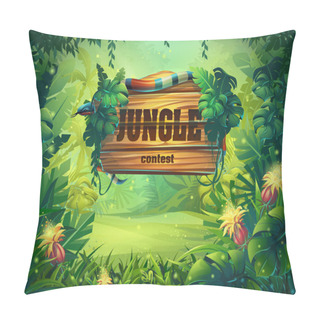 Personality  Vector Cartoon Illustration Of Background Rainforest Pillow Covers