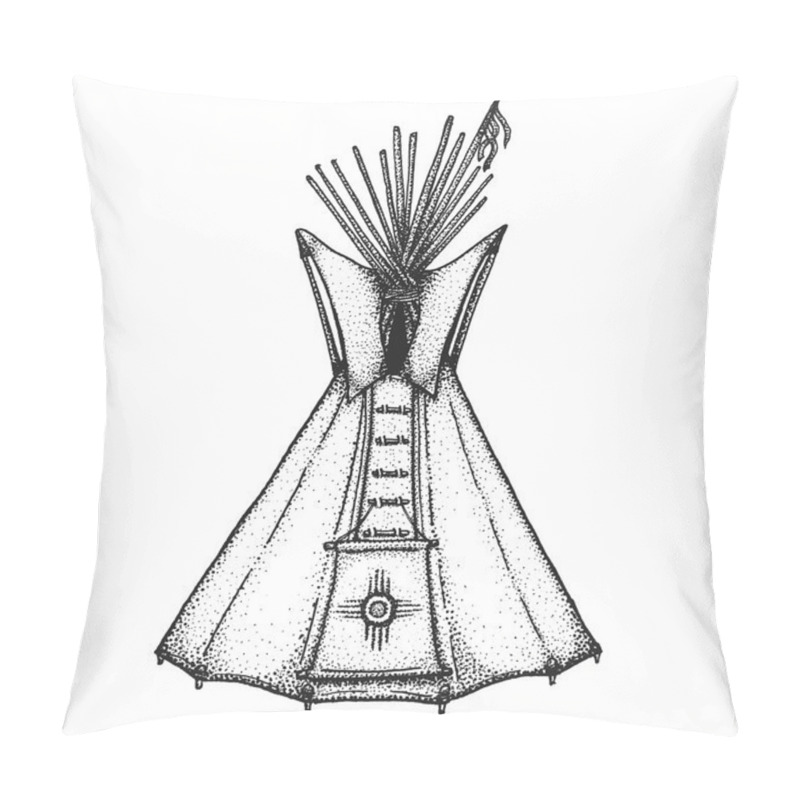Personality  Hand Drawn Indian Tipi Vintage Illustratio Pillow Covers