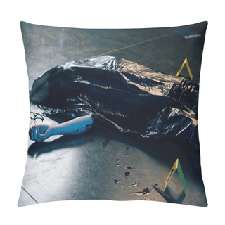 Personality  Covered Corpse With Glasses On Floor At Crime Scene Pillow Covers