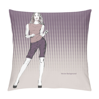 Personality  Vector Background With Beautiful Women. Pillow Covers