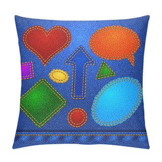 Personality  Vector Icons Denim In Different Colors Pillow Covers