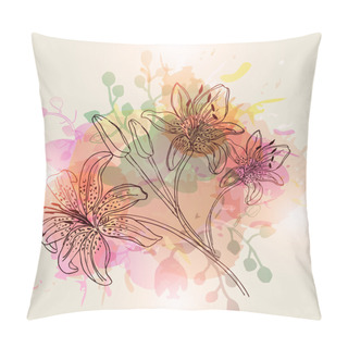 Personality  Hand Drawn Lily Flowers Pillow Covers