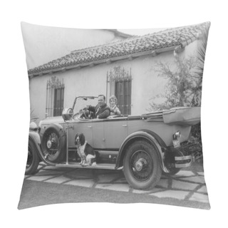 Personality  Couple In Car With Dog Pillow Covers