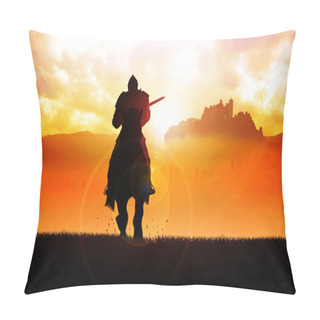 Personality  Medieval Knight On Horse Carrying A Lance Pillow Covers