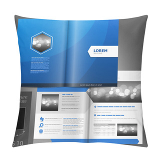 Personality  Blue Brochure Template Design Pillow Covers