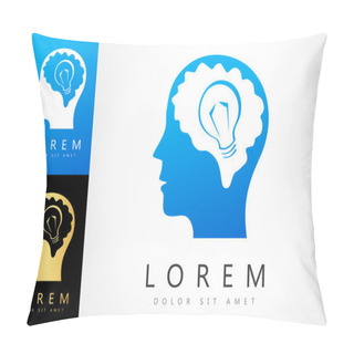 Personality  Human Head. Brain With Light Bulb Logo Pillow Covers