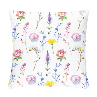 Personality  Painted Wildflower Flowers Background Pattern In A Watercolor Style. Pillow Covers