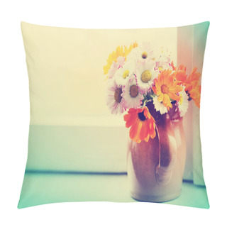 Personality  Bright Field Flowers In Ceramic Vase  Pillow Covers