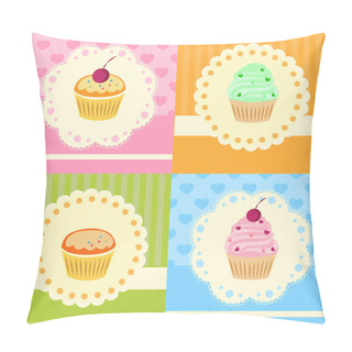 Personality  Set Of Vector Cupcakes With Lace Pillow Covers