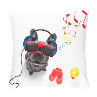 Personality  Dog With Music Earphones Pillow Covers