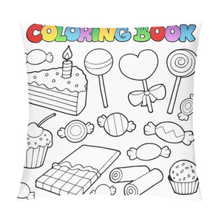 Personality  Coloring Book Candy And Cakes Pillow Covers