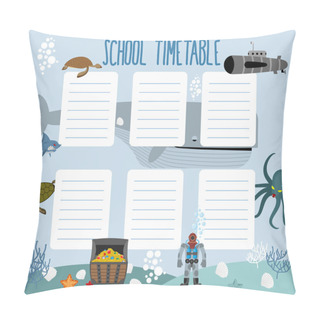 Personality School Schedule With Underwater World. Timetable Lesson Plans Al Pillow Covers