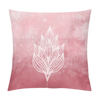 Personality  Lotus Banner On Pink And Red Background. Vintage Watercolor Effect. Design Of Natural Cosmetics, Health Products. With Place For Text And Images Of Your Product. Pillow Covers