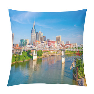 Personality  Nashville, Tennessee, USA Downtown City Skyline On The Cumberland River. Pillow Covers