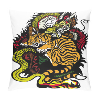 Personality  Dragon And Tiger Tattoo Pillow Covers