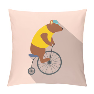 Personality  Vintage Bear On Bike Icon Pillow Covers